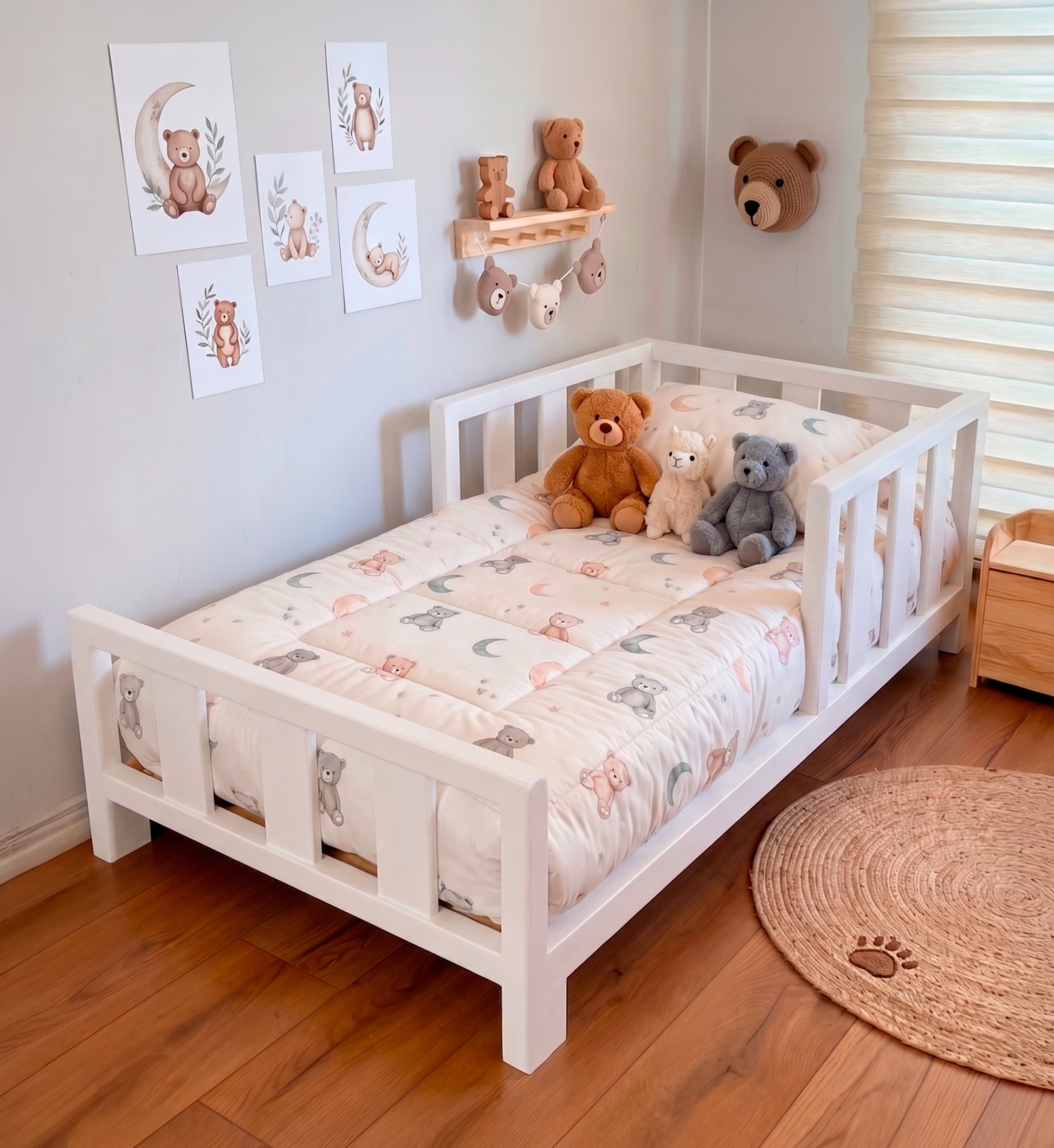 Cama de Transición Blanca (Incluye colchón) - Camas para Niños - Transición 160x80 cm
