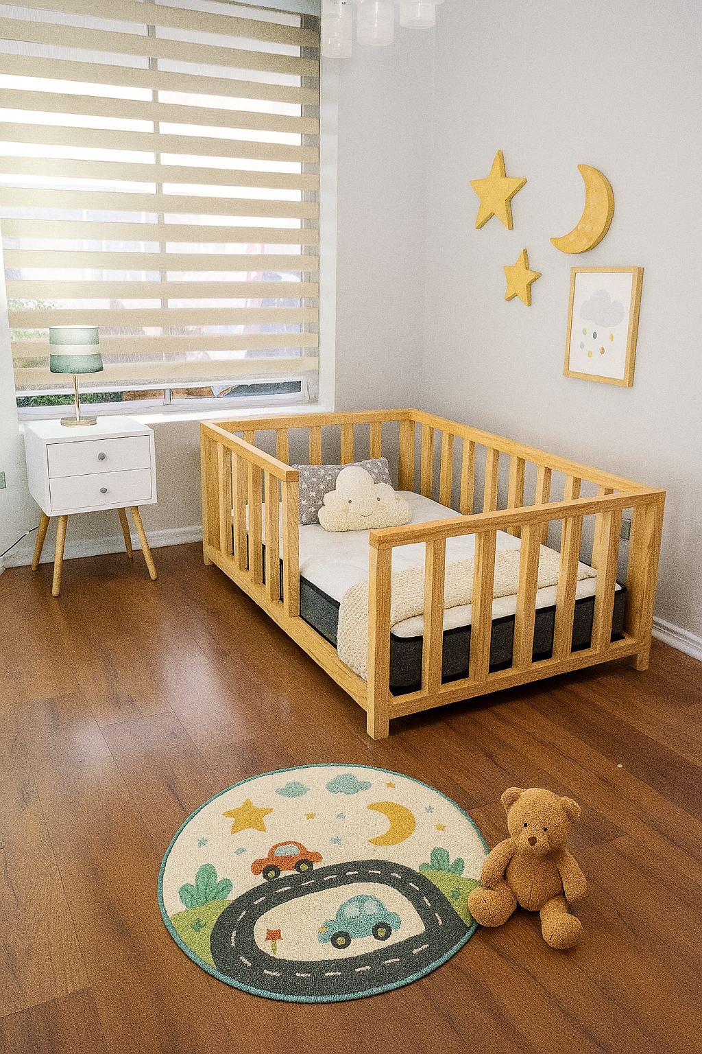 Cama Transición Montessori Corral Natural (Incluye Colchón Premium)