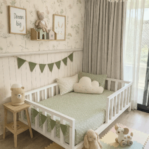 Cama Montessori Corral Blanca 1.5 Plazas (Incluye Colchón Premium Kinderflex)