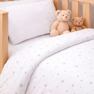 Set de Sábanas Transición + Cobertor Infantil 300 Hilos - 100% Algodón - Diseño Estrellas