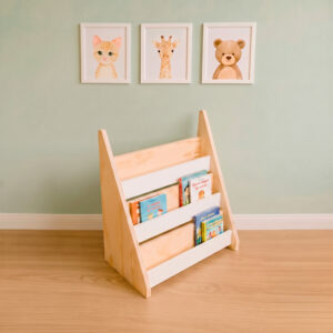 Librero Montessori Detalles Blanco Infantil de Madera - Muebles para Niños